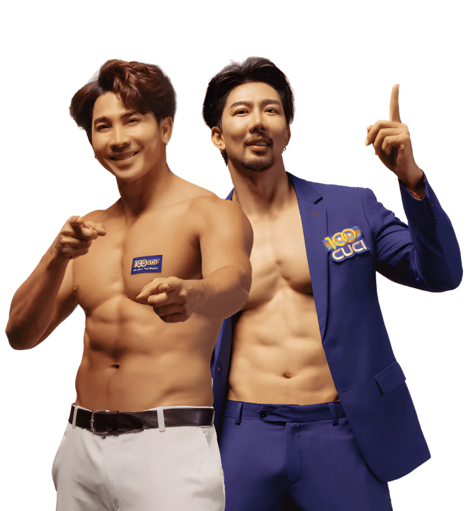 Wow and Dee, 100CUCI brand ambassadors, in purple 100CUCI blazers