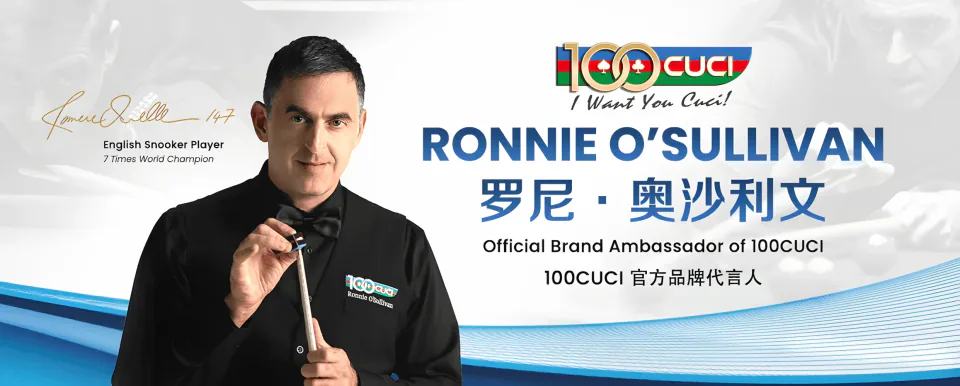 Ronnie O'Sullivan, seven-time world snooker champion and official 100CUCI brand ambassador