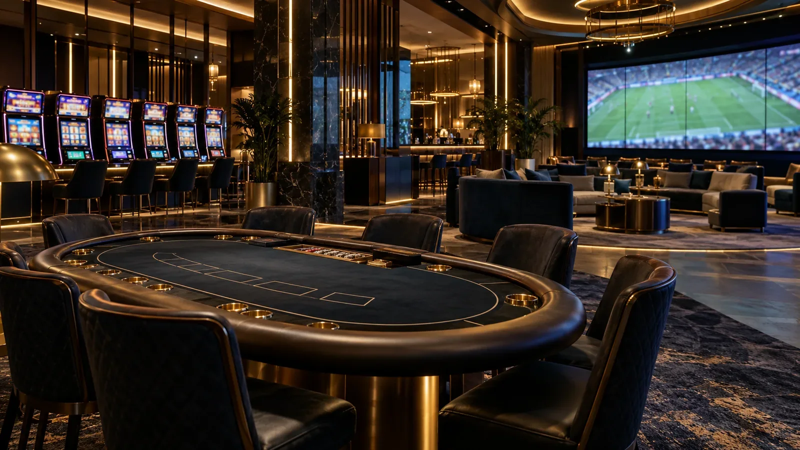 Generic entertainment lounge with tables and unbranded machines